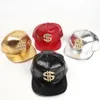 Fashion Golden dollar style mens Baseball Cap hip hop hiphop cap leather Adjustable Snapback Hats for men women