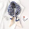 Bow Ties 2022 Lady Hair Neck Scarf Silk Square Bag Scarves Plaid Print Shawn Woman Head Wrap For Women Bandana Large Hijab Neckerchief Fier