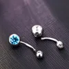 الفولاذ المقاوم للصدأ الكرة المزدوجة BELLY BELLY RING 14G منحني جسم ثقب السرة الحديدية للرجال والنساء 1267473