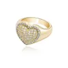 Heart Shape Rings Bling Full Zircon 18K Real Gold Plated Engagement Wedding Ring Jewelry