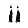 Resin Geometric Earrings Womens Bohemia National Wind Long Tassel Black Eardrop Earrings Jewelry for Girls