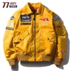 MA1 BOMBER JACCH MEN SPRING Autumn Streetwear Embroidery Air Force Baseball Jacket Man Military Windbreaker Chaqueta Hombre T220816