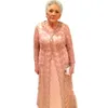 Elegante rosa Mutter der Braut Kleider Spitze Langarm Bräutigam Mütter Outfits 2022 Gast Hochzeit Party Kleid bodenlangen Abschlussball formelle Abendkleider