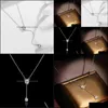 Colliers de pendentif pendentifs bijoux ll romantique long laboratoire diamant réel 925 Sterling Sier Party Wedding Ch 4T