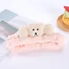 3D Cartoon Bear Headband Girls Coral Fleece Elastic Hair Band Soft Wash Face Hairbands Turban Headwrap Fashion Hair Accessories