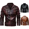 Leather Jacket Men Winter Fleece Motorcycle Pu Leahter Jacket Male Stand Collar Casual Windbreaker De Slim Jacket 4XL L220801