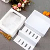 Present Wrap 10st Paper Macarons Box Cake Muffin Dessert Containrar Biscuit Packing With Clear Window Baking AccessorySgift
