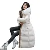 Trench-Coats Femme Hiver Capuche Col Fausse Fourrure Grande Poche X-Long Manteau Ceinturé Veste Puffer Maman Coton Rembourré Parkas Outwear