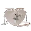 Вечерняя сумка роскошные дизайнерские женщины PU Heart Plound Crossbody Messenger для женской фирменной сети модных цепочек 0623