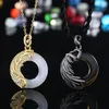 2 pcs Fashion Angel Devil Couple Necklace Obsidian Opal Pendant Necklaces For Men and Women Lovers Friendship Jewelry Valentine's Day Gift C