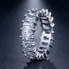 Bröllopsringar Baguette Eternity Marquis Cut Hand Set 17 Square Zircon Moissanite Ring över hela Crystal Silver Color Ringwedding Weddingweddi