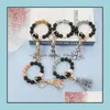 Party Favor Event Supplies Festive Home Garden Black Frosted Wood Bead Armband Keychain Fash DHSCR