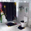 Christmas Shower Curtain Carpet Set Bathroom Toilet Mat Printing Waterproof Floor Mat