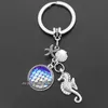 Keychains Summer Beach Glass Keychain Fish Scale Starfish Shell Key Chain Seahorse Ring Cute Marine Animal Holder For Girl And BoyKeychains