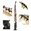 Brass Straight Soprano Sax Saxophone Bb B Flat Woodwind Instrument Natural Shell Key Carve Pattern with Carrying Case