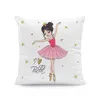 Travesseiro estilismo de desenho animado ballet menina travesseira estampada decoração de pelúcia curta capa de almofada infantil da dançarina de dançarina 220714