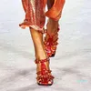風春と夏の薄いヒールハイヒールローマスタイル透明 PVC サンダル大きいファッショナブルな女性の靴