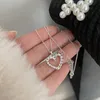 Silver Color Double Layer Heart Necklace For Women Simple Clavicle Chain Elegant Charm Wedding Pendant Jewelry Gift Accessories