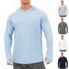Men's Hoodies & Sweatshirts Men's Solid Color Summer Long Sleeve Hooded Sun Protection Clothes Loose T-shirtMen's