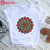 Mandala fleurs rayures Thermo femmes T-shirt drôle femmes fille été 90 s imprimé hauts livraison directe