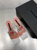 2022 Classic Ladies PVC Designer Transparent Sandals Wine Glass Design Luxury Wrinestone Высокие каблуки летние желе к квадрату.