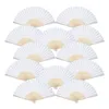12 Pack Hand Held Fans Party Favor White Paper fan Bamboo Folding Fans Handheld Folded for Church Wedding Gift25273700155