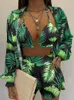 Summer Womens Threepiece Suit Fashion Holiday Style Printing Color Printing Disual 3piece Sets Outfits Ender 220527