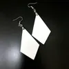 SUBlimação em branco MDF Diamond Shape Brincos em branco para meninas para garotas imprimindo impressão de madeira interna círculo de círculo de ouvido