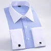 Французская манжета мужская формальная деловая рубашка однотонная мужская вечеринка свадебный смокинг рубашки с запонками 220330