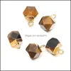 Arts And Crafts Faceted Square Polygon Shape Natural Stone Charms Healing Rose Quartz Crystal Turquoises Jades Opal Stones Sports2010 Dhclw
