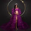 女性のための紫色のウエディングドレス2022ベビーシャワーガウンティアフリルマタニティドレス長袖カスタマイズセレブのローブ