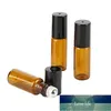 5pcs Amber Roll glass On Roller Bottle with Stainless Steel Refillable Essential Oils Perfume Bottles Containers