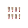 False Nails Press on Brown Heart Wave Series Detachable Long Coffin Full Manicure Artificial Extension Tool 0616
