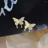 Stud Mash Cute Rhinestone Gold Kolor Crystal Butterfly Kolczyki dla kobiet bez przekłuwania Fałszywa chrząstka Koreańska kolczyka