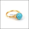 Pierścienia Pierścienia Półka biżuterii Wrap Natural Stone Ball Lapis Lazi Ametysts Tiger Eye Opal Pink Crystal for Women Dh5qn