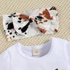 Barnkläder sätter flickor pojkar kläder spädbarn brev tryck toppskalar shortsbow pannband 3PCSSet Summer Fashion Boutique Baby Clot6215469476