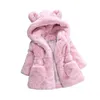 Jackets R Z Winter Baby Girls Clothes Faux Fur Fleece Coat Pageant Warm Jacket Xmas Snowsuit Baby Hooded Jacket Outerwear 220826