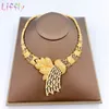 Nigeriaanse mode -sieraden sets bladvorm ketting goud armband dames dubai set oorbellen bruids kristallen ring 220922