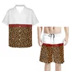 Men's Tracksuits Customized Men Short Sleeve Button Shirt And Beach Stretch Waist Pants Suit Pink Leopard Print Mens Suits POD