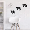 3 Pièces Métal Vache Cochon et Coq Décoration Murale Noir Animal Cuisine Décor