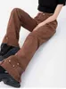 Omgekeerde slijtage bruine dunne wijd uitlopende jeans vrouwen zomer retro ontwerp losse hoge taille rechte brede pijpen neutrale denim broek vrouwelijk L220726