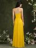 Moda amarelo chiffon dama de honra vestido uma linha longa dama de honra vestido verão casamento feito sob encomenda bm3107