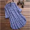 Women s shirt V neck pleated floral print long sleeve casual Dress 220613