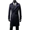 Trench da uomo Cappotto da uomo d'affari Casual Primavera e autunno Lungo nero Slim Giacca da giovane di mezza età Giacca a vento Chaquetas HombreMen