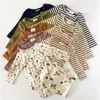 의류 세트 Enkelibb 아기 긴 소매 바디 수트 및 바지 기본 스타일 유아 소녀 줄무늬 옷 정장