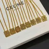 Cnc New Designer Square Letter Necklace Women's Pendant English Letter Side Chain