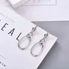 Boucles d'oreilles en argent Sterling 925 pour femmes, bijoux à la mode, plaqué platine polyvalent, Double port, anneaux d'oreille à fil torsadé pour fête