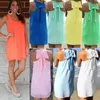 8 colori abito estivo moda arco donne casuali prendisole tinta unita abito da spiaggia abito in chiffon donne vestiti più il formato