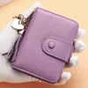 Genuine cow leather women designer card holders lady fashion tassel zero wallets female casual purses no26
