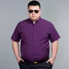 Lato Plus Size 12XL 10XL 14XL 160 kg Mężczyźni Koszula Krótki Rękaw Purpurowy Czarny Navy Blue Business Formalne biuro Suknia ślubna 220323